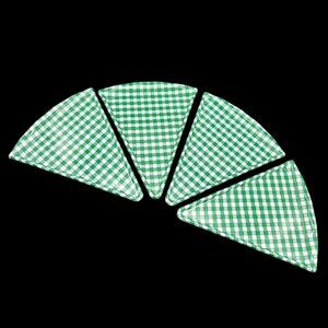 Vintage Pizza Slice Plates Trays Green White Checkered Serving Dishes Plastic